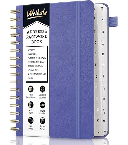 Carnet à Mots De Passe Sécurisé - Couverture Rigide, Onglets A-Z, 13.5x19.6cm (Porte-Stylo Intégré)