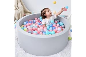 Bluaqua Foam Ball Pit for Toddlers, Soft Round Baby Ball Pit 35.4"x 1.96"x 11.8" Playroom Essentials, Ideal Gift for Babies Indoor and Outdoor Game, Light Grey (Balls not Included)