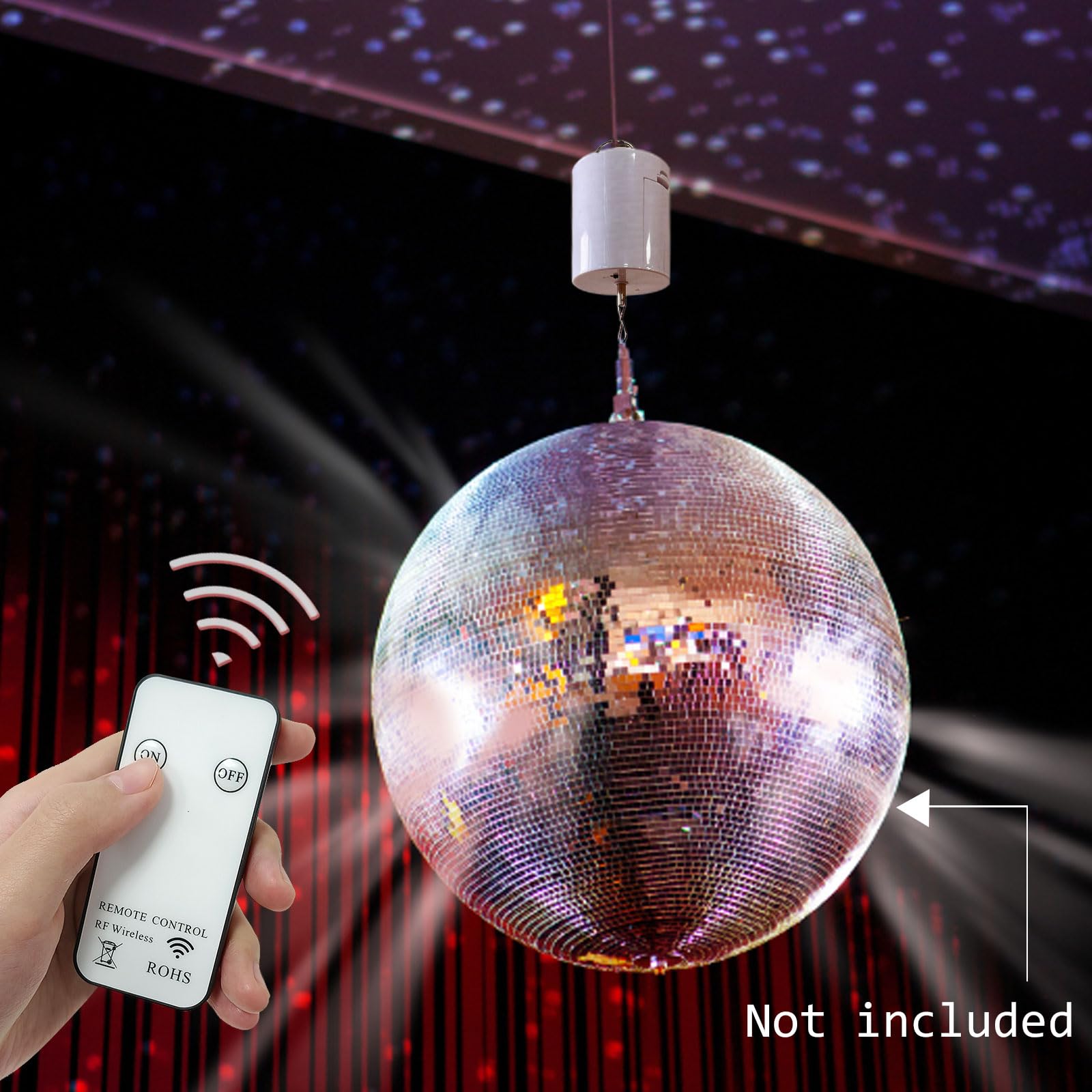 Disco Ball Motor Wind Spinner Hanging Display Motor Rotating Motor,Garden Decor Motor for Mirror Ball Wind Chimes,with Mini Remote Controller for Battery Operated Motor-20 RPM Medium Speed