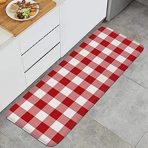Amazon.com: Colorful Checkered Red Non-Slip Kitchen Mat ...