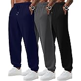 August Alley 3 Pack Big and Tall Sweatpants for Men Athletic Workout Jogger Lounge Pants with Pockets and Drawstring