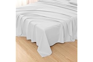 Toodou White Queen Bed Top Sheet is Made of Soft Wrinkle Resistant Microfiber and The Luxurious Solid Color Flat Sheet is Comfortable and Durable