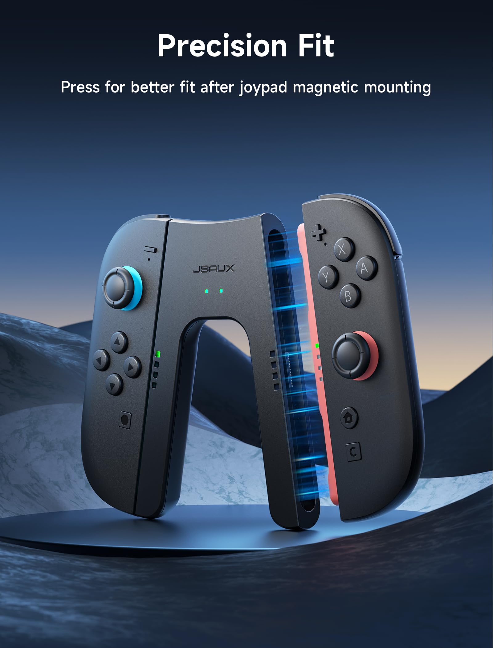 JSAUX Switch 2 Ladegriff, Magnetischer Griffcontroller kompatibel mit Switch 2 Joypads, Spielen während des Ladevorgangs mit LED-Anzeige & 1,5 m/4,9 ft Ladekabel – Schwarz 5