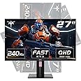 KTC 27 Inch 240Hz Gaming Monitor, QHD 2560x1440 Monitor, Fast HVA, HDR400, G-Sync/FreeSync Compatible, USB/Type C/DisplayPort/HDMI, VESA Mountable, Pivot Height Tilt Adjustable, H27E22