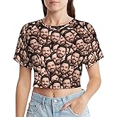 Custom Crop Tops for Women Personalized Crop Tops with Logo Text Picture Short Sleeve Crop T Shirt Print Front and Back