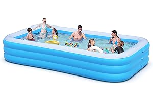 LYLTING Extra Large Inflatable Pool for Adults, 145"x74"x22" Big Thickened Swimming Pool, Full Size Family Blow Up Pools for Backyard Home Garden Lawn Indoor Outdoor