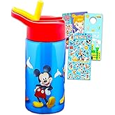 Disney Mickey Mouse Stainless Steel Water Bottle for Boys - 14 Oz Reusable Water Canteen for Home, School, Plus Stickers, More | Mickey Water Bottle