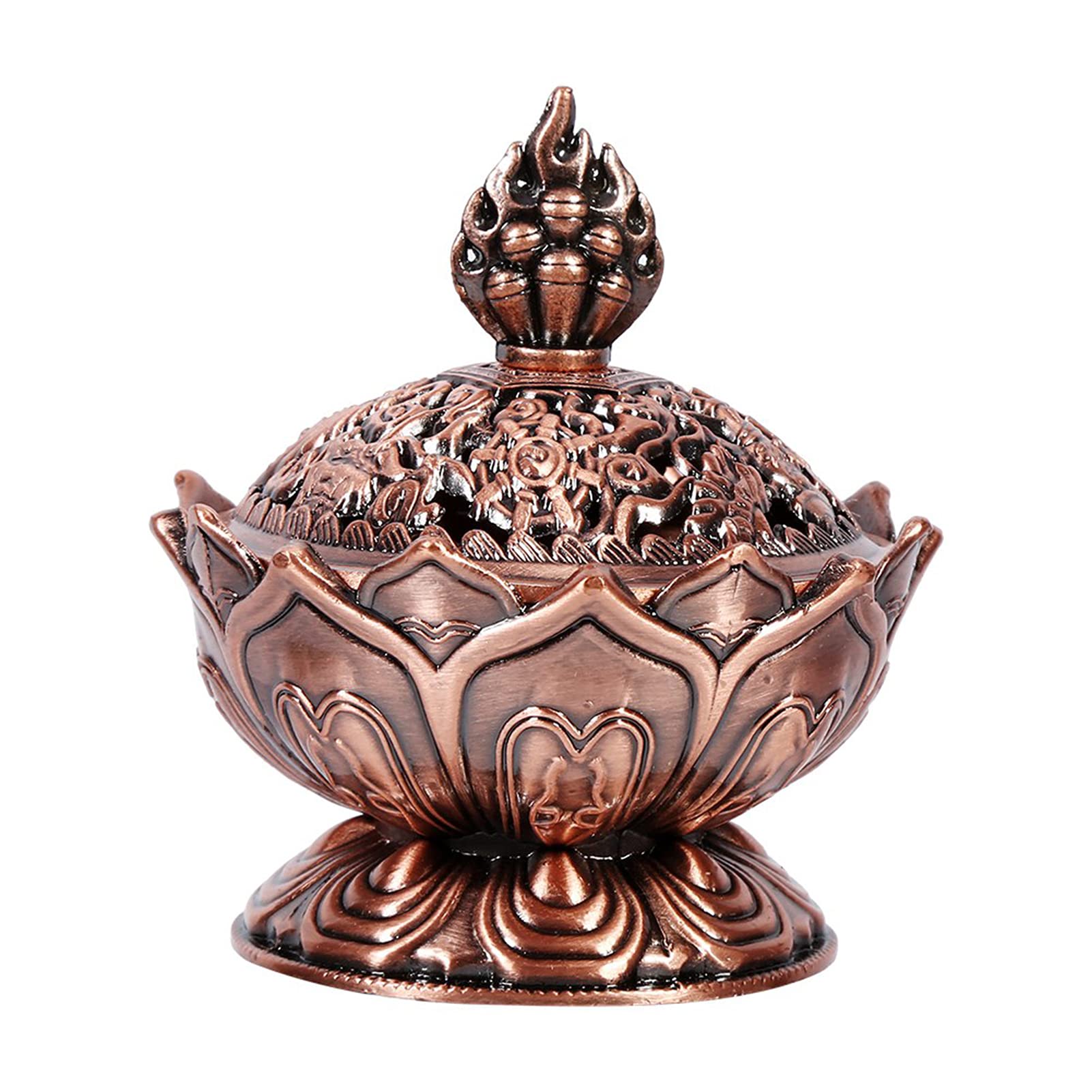 Vintage Retro Incense Burner Incense Smoke Aroma Burner Holder Kiln Stove Backflow Home Decoration (S Ancient red)