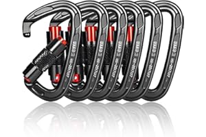 CTROWELPRO UIAA Certified 25KN Carabiner Heavy Duty, Auto Locking Carabiners Clips, 6PCS Black Carabiner for Swing, pet Traction,3.93 Inch D Shaped, Large Size