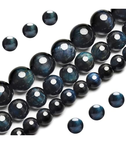 100Pcs Natural Stone Beads 8mm Black Network Round Loose Gemstone Energy Healing Beads Hole Size 1mm DIY Smooth Beads for Bracelet Necklace Earrings Jewelry Making