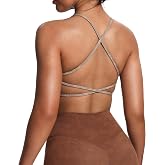 Aoxjox Trinity Ivy Low Impact Sports Bras | sexy cross back, slimming scoop neck, removable padded, women's workout fitness yoga crop tank, gym essential