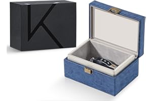 KENARK KK6M-BL Faraday Key Fob Protector Box, RFID Signal Blocking Shielding Box for Car Keys, Anti-Theft Vintage Faraday Cage with High-Grade Protein Leather, Blue - Size: M
