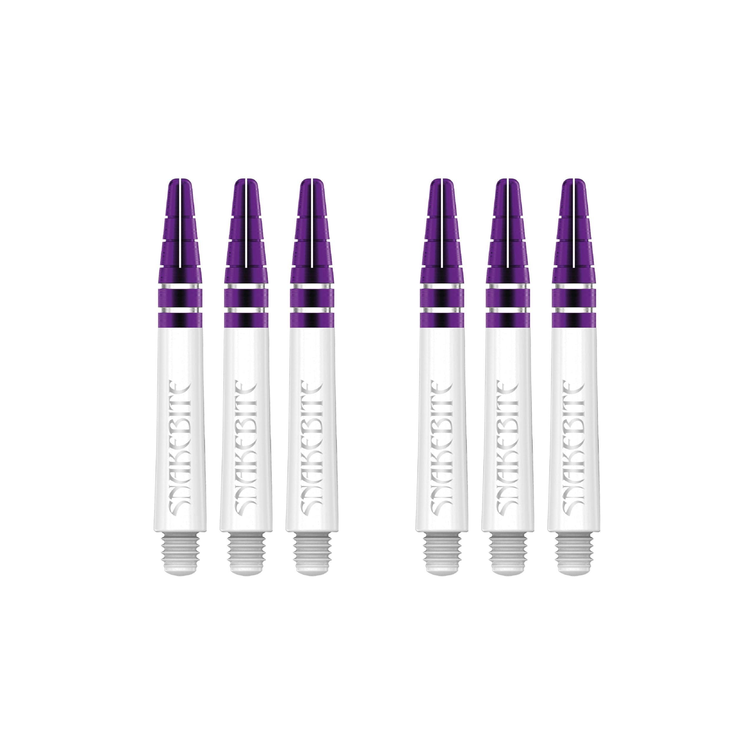 RED DRAGON Peter Wright Snakebite Nitrotech Short White and Purple Stems - 2 sets per pack (6 stems in total)