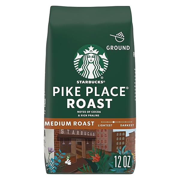 STARBUCKS GROUND COFFEE, MEDIUM ROAST COFFEE, PIKE PLACE ROAST, 100% ARABICA, 1 BAG (12 OZ)