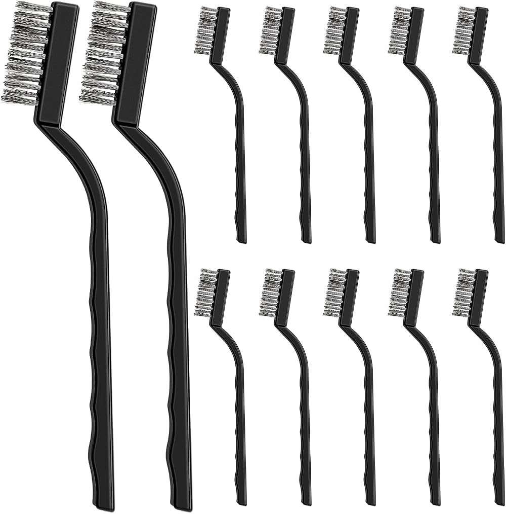 Yoicn Lth 12 Pcs Stainless Wire Brush Set with Plastic Handles 17 cm