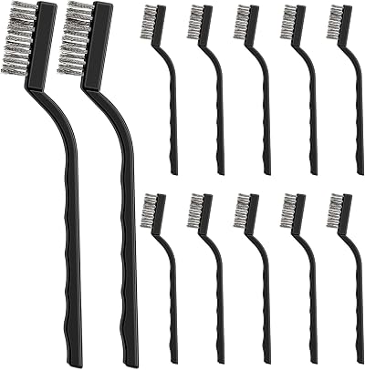 Yoicn Lth 12 Pcs Stainless Wire Brush Set with Plastic Handles 17 cm