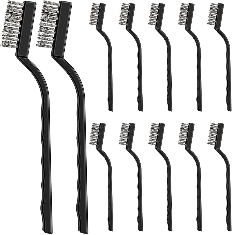 Yoicn Lth 12 Pcs Stainless Wire Brush Set with Plastic Handles 17 cm
