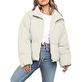 Polu Women's Puffer Jackets Oversized Long Sleeve Winter Zipper Coat Warm Quilted Jackets with Pockets