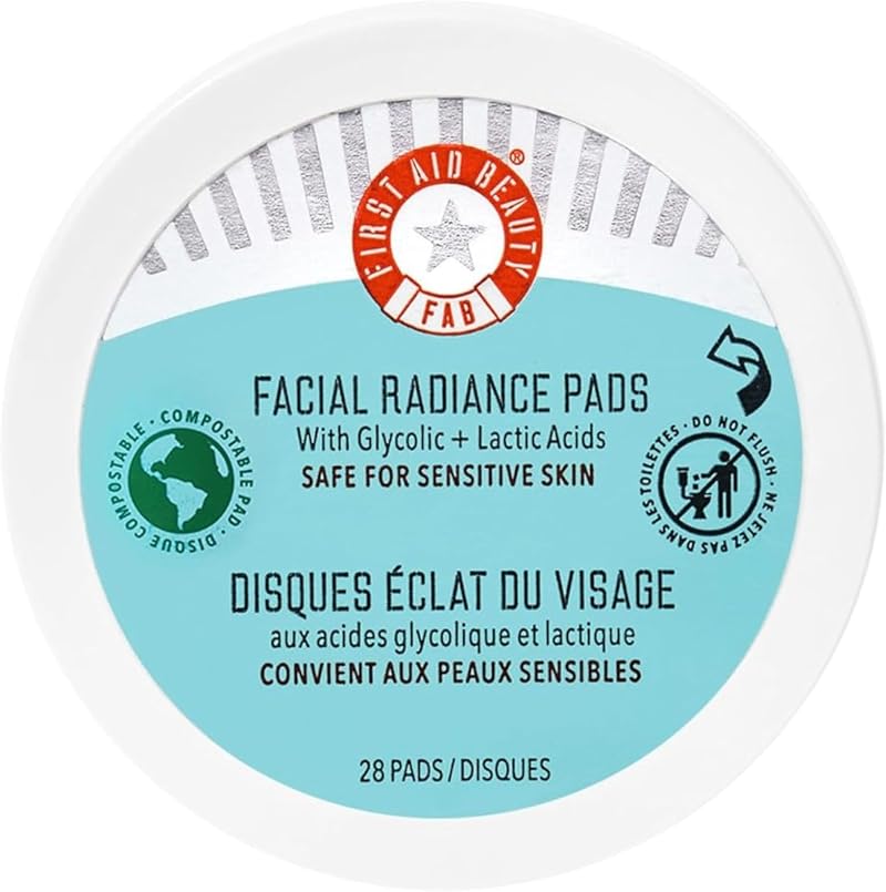 First Aid Beauty Facial Radiance Pads Daily Exfoliating AHA Glycolic Lactic 28