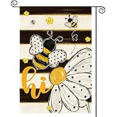AVOIN colorlife Hi Bee Daisy Garden Flag 12x18 Inch Double Sided Outside, Spring Summer Stripes Yard Outdoor Flag