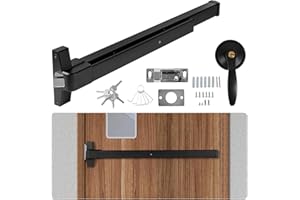 BEAMNOVA 32 in 2-in-1 Commercial Door Push Bar Panic Exit Device Exterior Lever Allen Key Lock Set Roller Strike Plate End Cap, for 32.5 to 47.2 inches Wide Door, Black