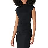 Amazon Essentials Women's Slim-Fit Extended-Sleeve Ruched Matte Jersey Top with Mock Neck