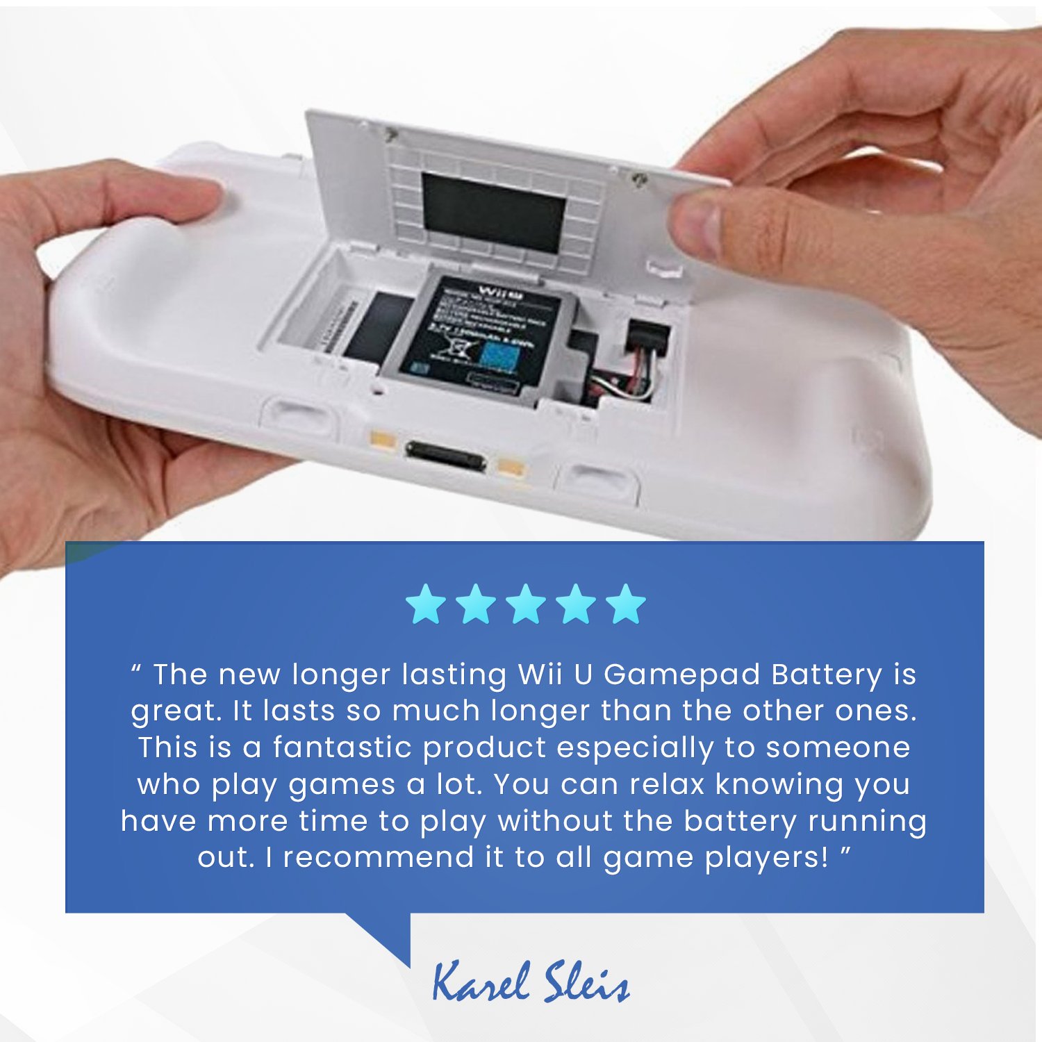 Supercharged Gamepad Battery for Wii U Longest Lasting Rechargeable