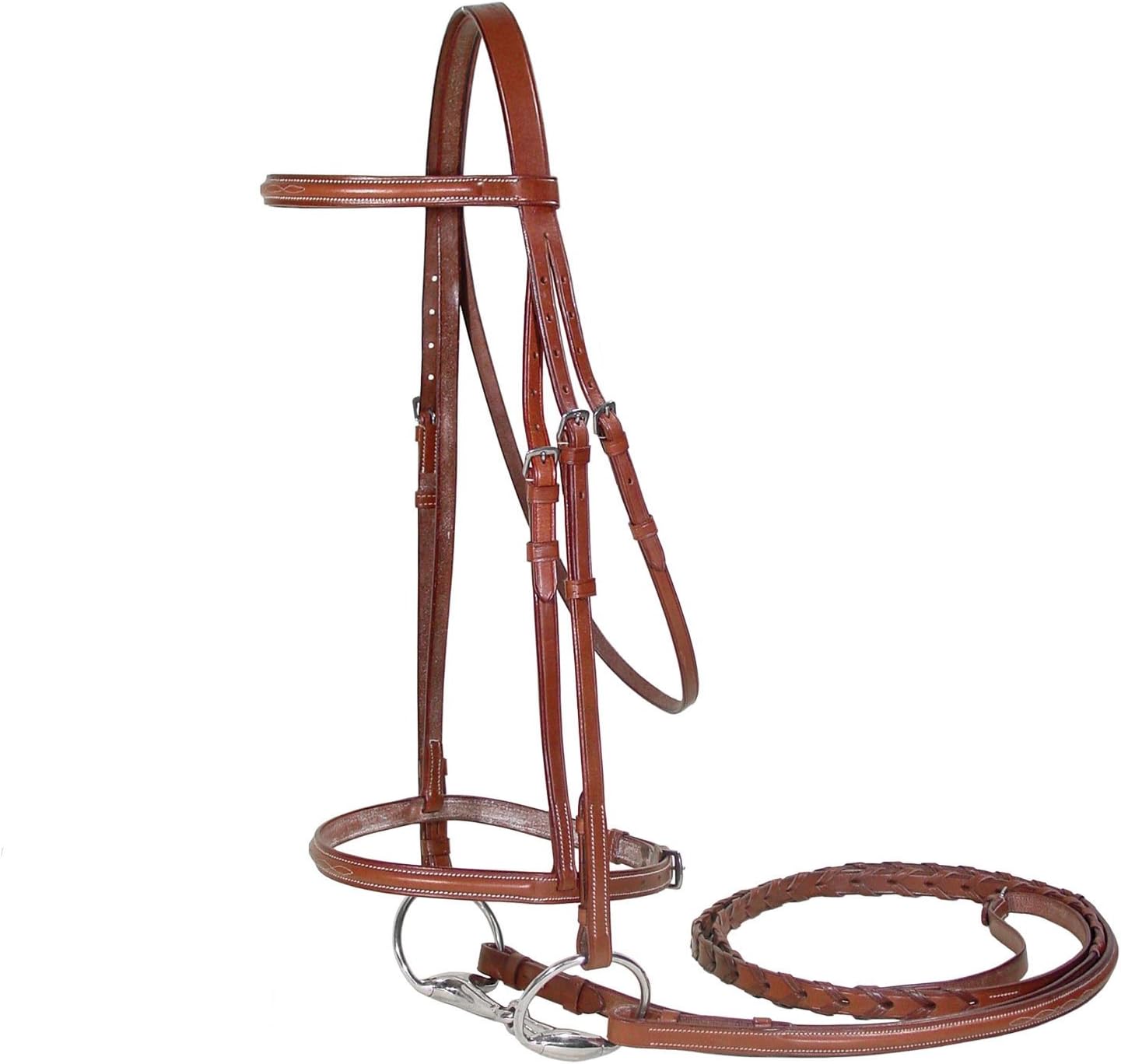 Paris Tack Triple Stitched Heavy Duty Horse Bridle with Laced Reins for
