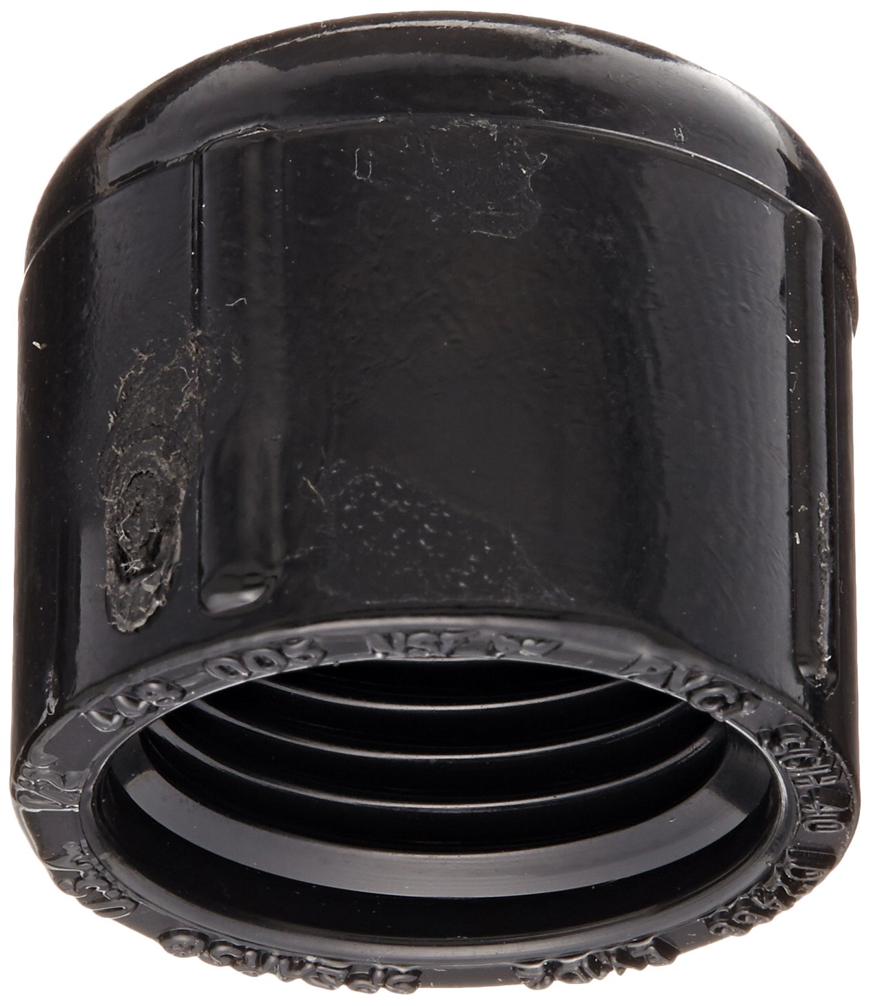 Spears 448B Series PVC Pipe Fitting, Cap, Schedule 40, Black, 1/2" NPT