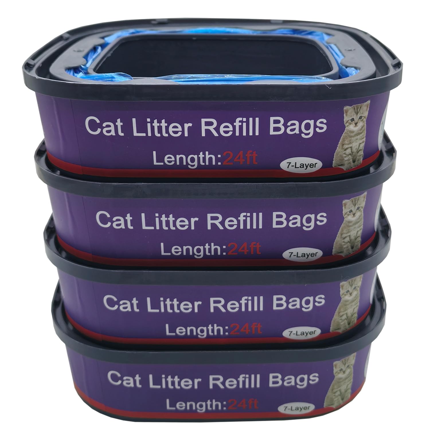 Photo 1 of 4 Pack Cat Litter Refill Bags Cartridges Compatible with Genie Cat Standard, Plus and XL Pails Odor Control
