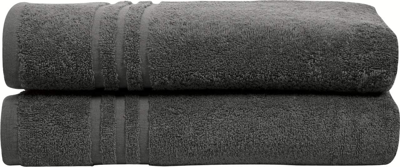 Textile Do Pack of 2 Large Jumbo Bath Sheets (75 x 150 cm-500 GSM) 100% Egyptian Cotton Super Soft Big Bath Sheet Towel Set Body Wrap (Charcoal Grey, Cotton)