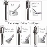 DUDUA 5pcs Tungsten Carbide Rotary Burr Set 10mm 6mm Shank Double Cut view 2