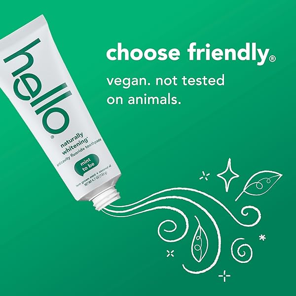 HELLO NATURALLY WHITENING FLUORIDE TOOTHPASTE, NATURAL WHITENING TOOTHPASTE WITH COCONUT OIL AND TEA TREE OIL, TAMES BAD BREATH, HELPS MOISTURIZE, AND FIGHTS CAVITIES, MINT, 3 PACK, 4.7 OZ TUBES