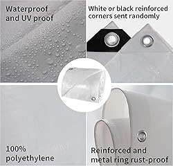 TARPAL 10'x10' White Tarp Waterproof 7.5 mil Medium