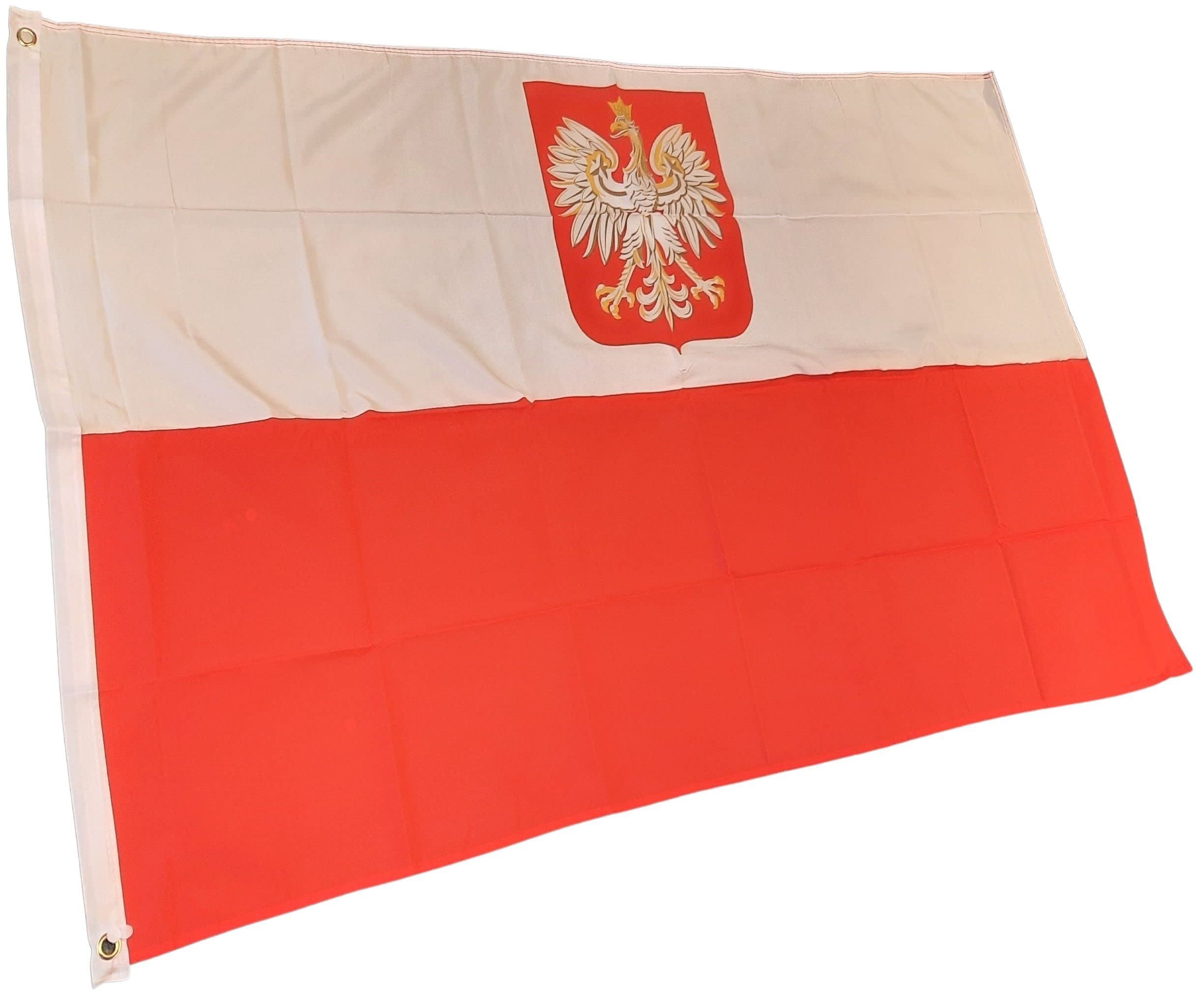 NWFlags Poland Crest Flag 3ft x 2ft 75d Premium Polyester Suitable For Flagpoles | Strong Polyester 3x2 foot material Polish State flag with Eyelets