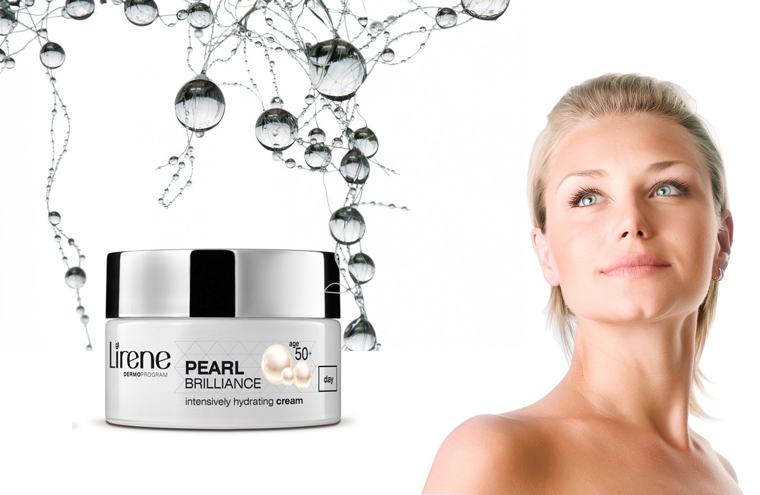 Intensively Hydrating Moisturizer Day Cream by Lirene - Collagen Booster Hydrating Complex - with Pearl Extract, Shea Butter and UV Protection for 50+ Women - 50 ml