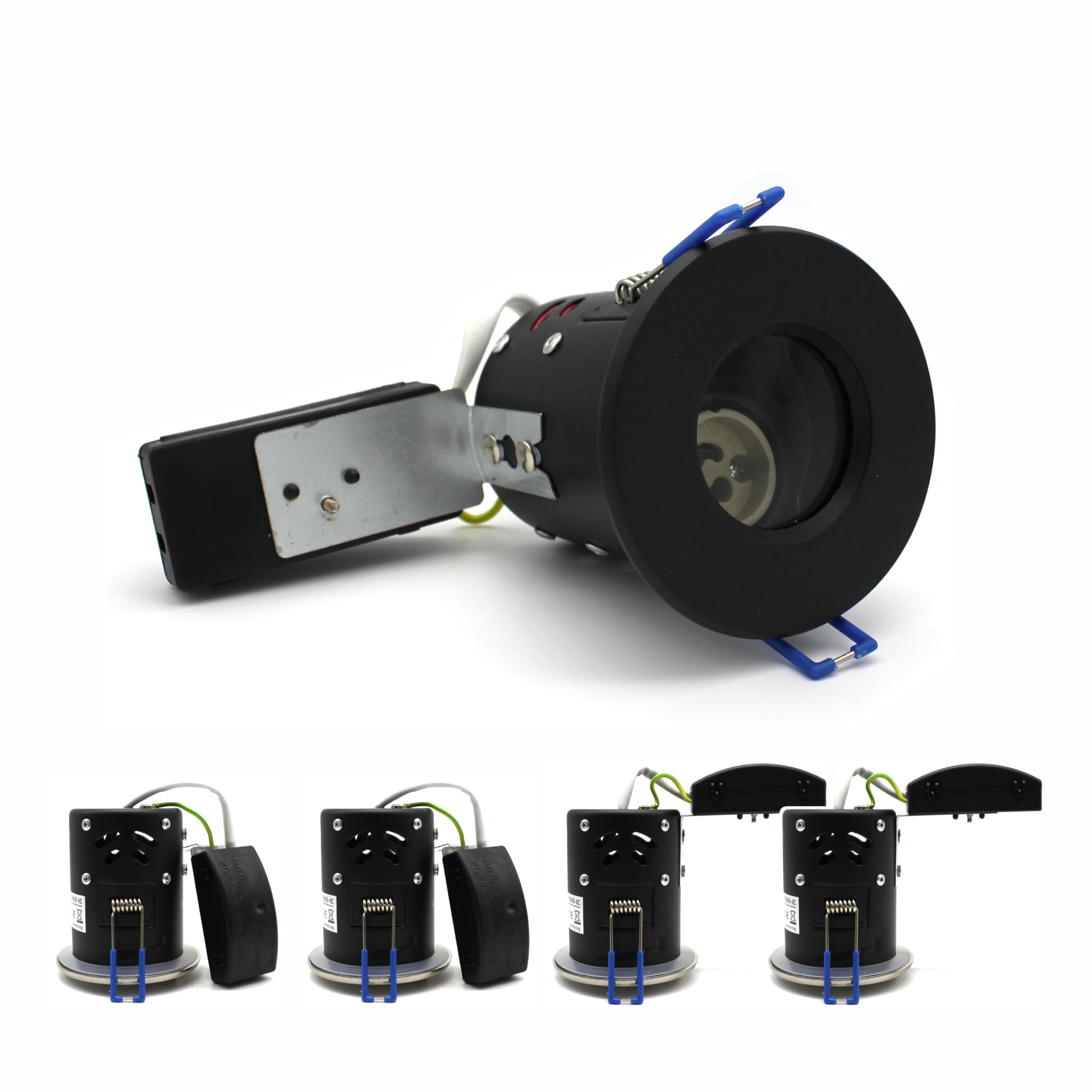 sanlumia 4 X LED Fire Rated Downlight Can GU10 Recessed Ceiling Twist & Lock Interchangeable Downlight IP65 Black