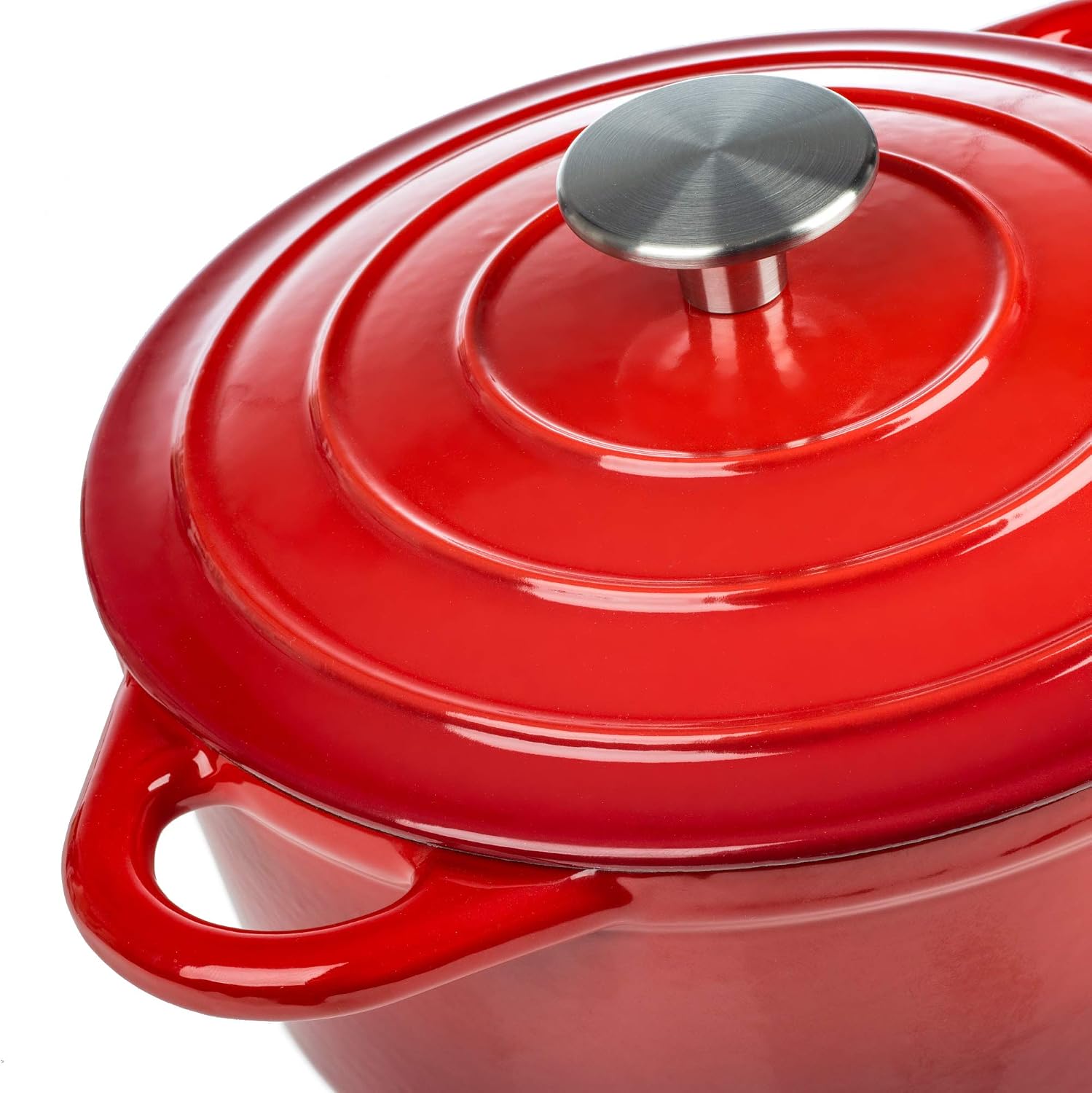 Round Casserole Dish, Cast Iron Ceramic Induction and Gas Safe Dutch Oven Roasting Cooker, with Lid - Image 5