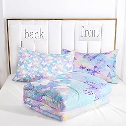 CVHOUSE Butterfly Reversible Comforter Set,Rainbow