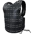 HiiFeuer Medieval Studded Leather Armor, Vintage Mercenary Body Armor Faux Leather, Adjustable Chest Armour for LARP Costume
