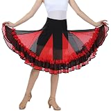 CISMARK Women’s Ballroom Dance Skirt – Latin, Salsa, Flamenco Style With Flared Design (One Size)
