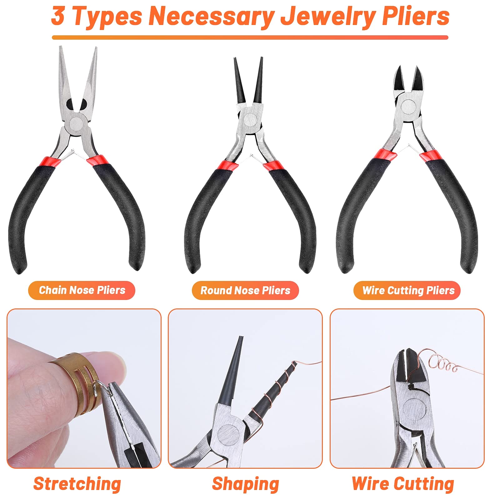 Audab Jewelry Wire Wrapping Jewelry Making Supplies Kit, Ring Sizer Measuring Tools Kit with Tools, Ring Craft Wires, Jewelry Findings for Rings Repair
