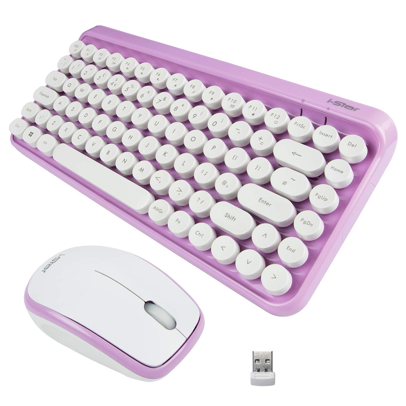 Wireless Keyboard and Mouse Modern Retro iStar UK Layout Compact