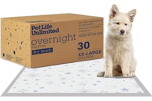 Pet Life Unlimited Overnight Extra Extra Large Puppy Pads – 30" x 36", 30 Count (XXL) | Stylish Dog Training Pads with Odor Controlling Wetness-Activated Jasmine Honey Scent | USA Made
