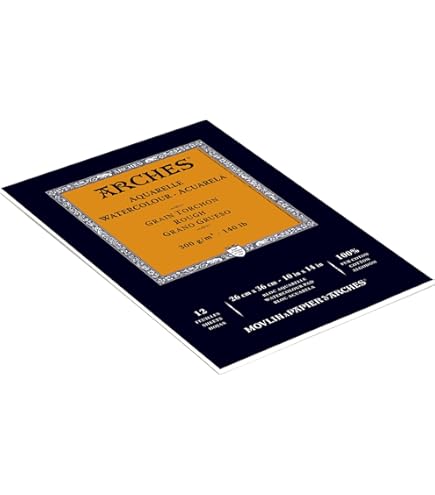 Bloc Aquarelle Arches 14,8 X 21 Cm 12 Feuilles 300g 100% Coton Satin - Blanc Naturel