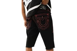 True Religion Men's Ricky SN Flap Short Fray Hem | Denim Shorts with Flap Pockets and Distressed Hem