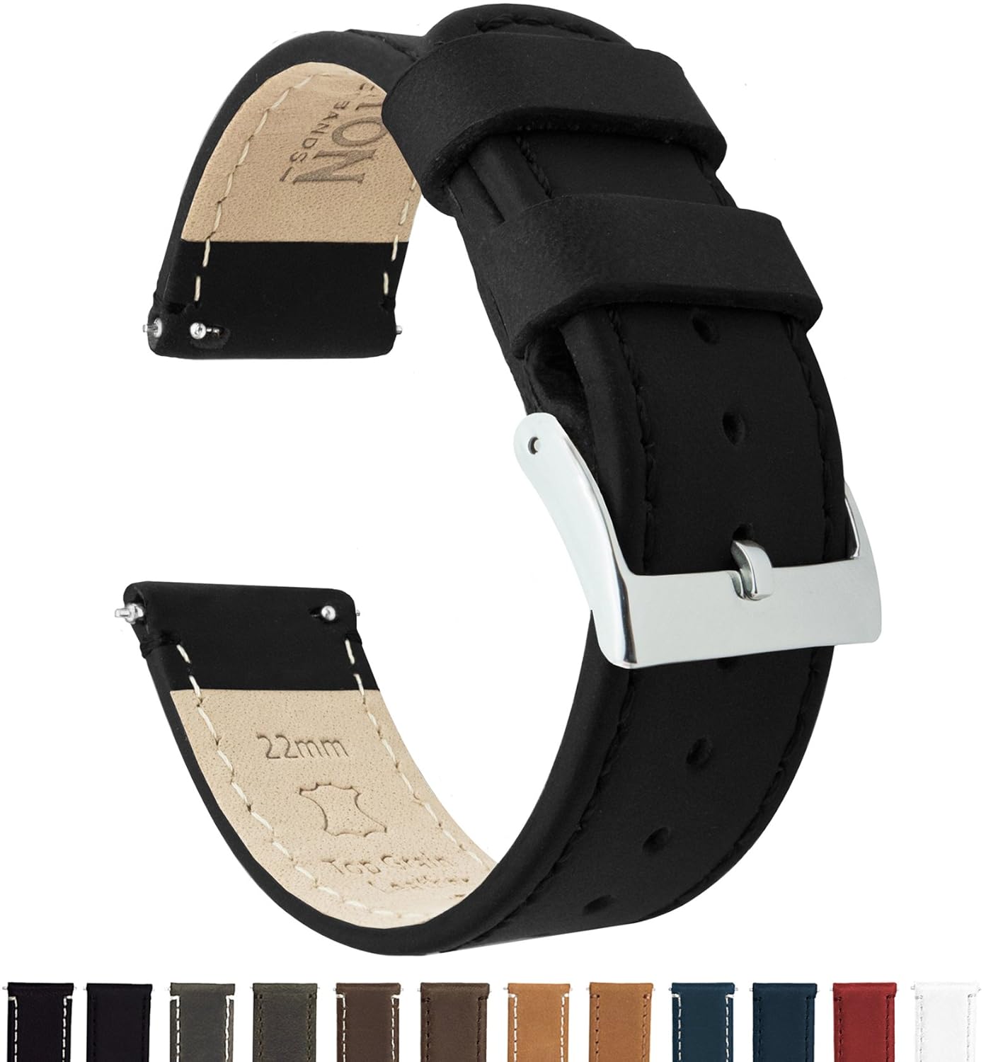 BARTON Quick Release Top Grain Leather Watch Straps Choose Colour