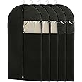 Perber Suit Bags for Closet Storage, 43'' Garment Bags for Hanging Clothes, Suit Garment Bag, Black Suit Cover Bags with Clear Window for Coats, Jackets, Shirts（5 Packs）