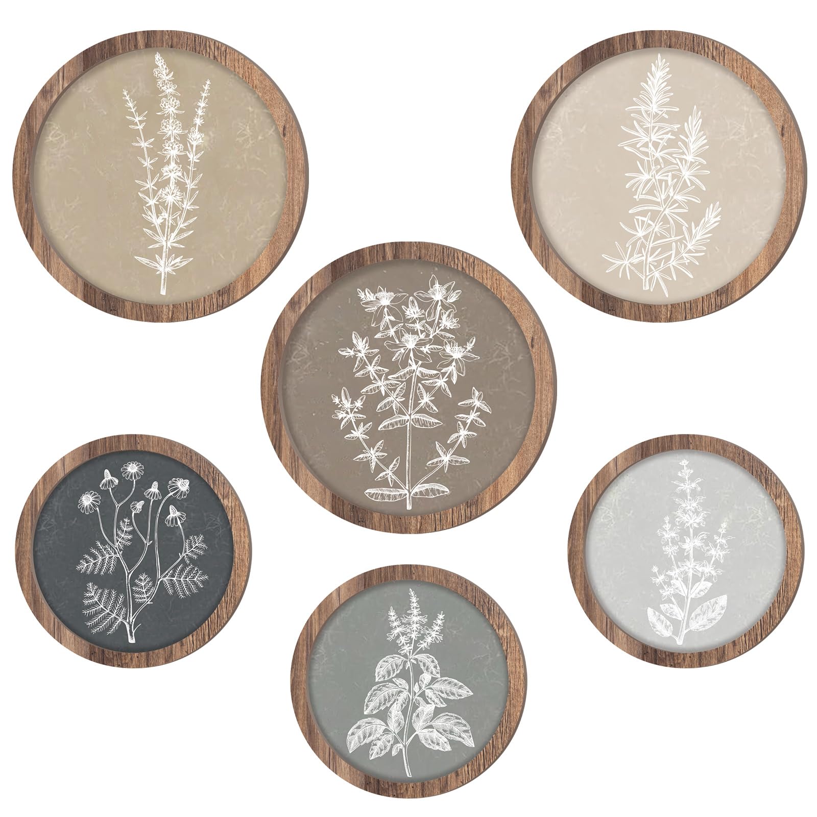 Photo 1 of Threehoney 6 Pcs Framed Botanical Wall Art Set Floral Wall Art Vintage Boho Plant Print Hanging Decor Botanical Prints Wooden Rustic Floral Home Decor(8 Inch, 10 Inch)
