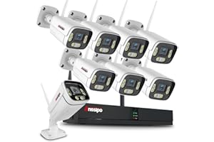 ANSSIPO Two-Way Audio, AI face Detection, Wireless Security Camera System, 8 WiFi NVRs, 8 x 3 megapixel CCTV Surveillance System, Colour Night Vision, Video NVR kit
